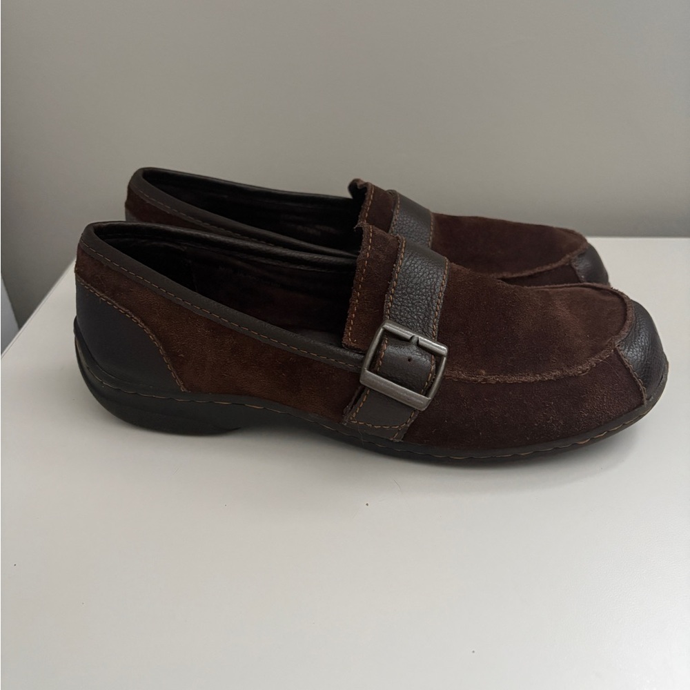 b.o.c Jami Brown Suede Leather Loafers Moc Toe Slip On Womens Size 9 US 40.5 EU